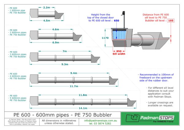 PE 600 600 Pipe 750 bubbler